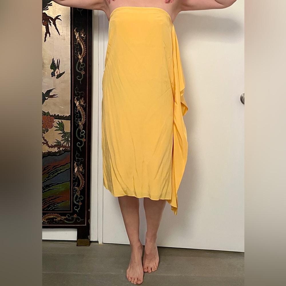 Tibi NWT Yellow 100% Silk Strapless Dress